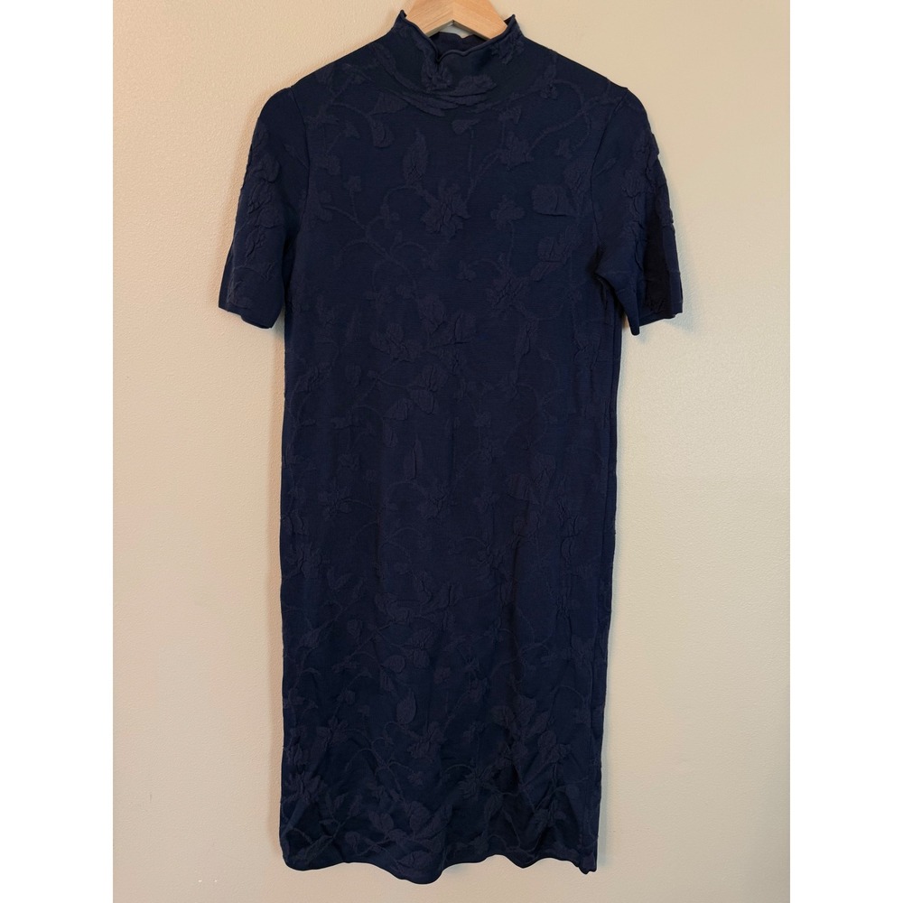 Lafayette 148 New York Floral Jacquard Mock Neck Wool Knit Dress XS - Picture 3 of 8